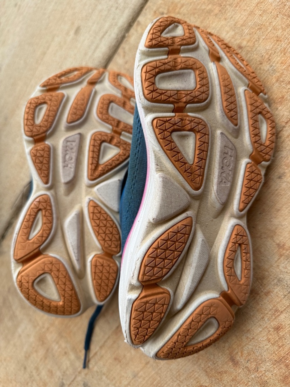 Hoka Women's Teal Athletic Sneakers with Pink Midsole - Picture 2 of 4